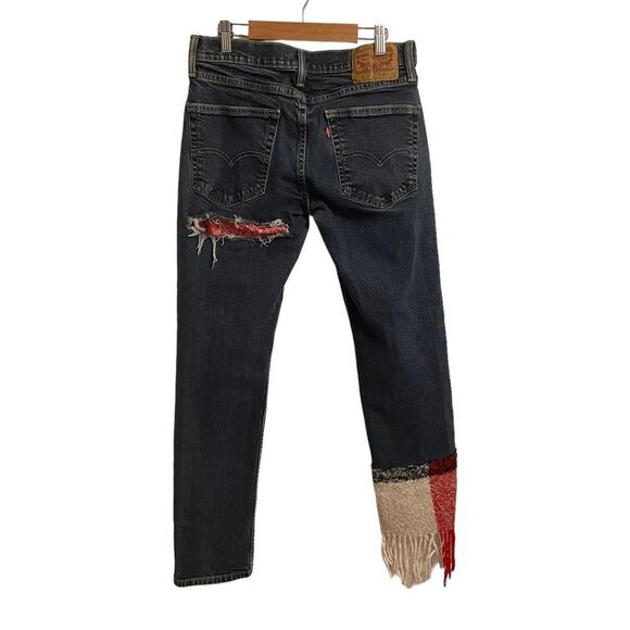 Levis 514 Straight Dark Denim Fringe Ankle Jeans Size 30 - Picture 4 of 8